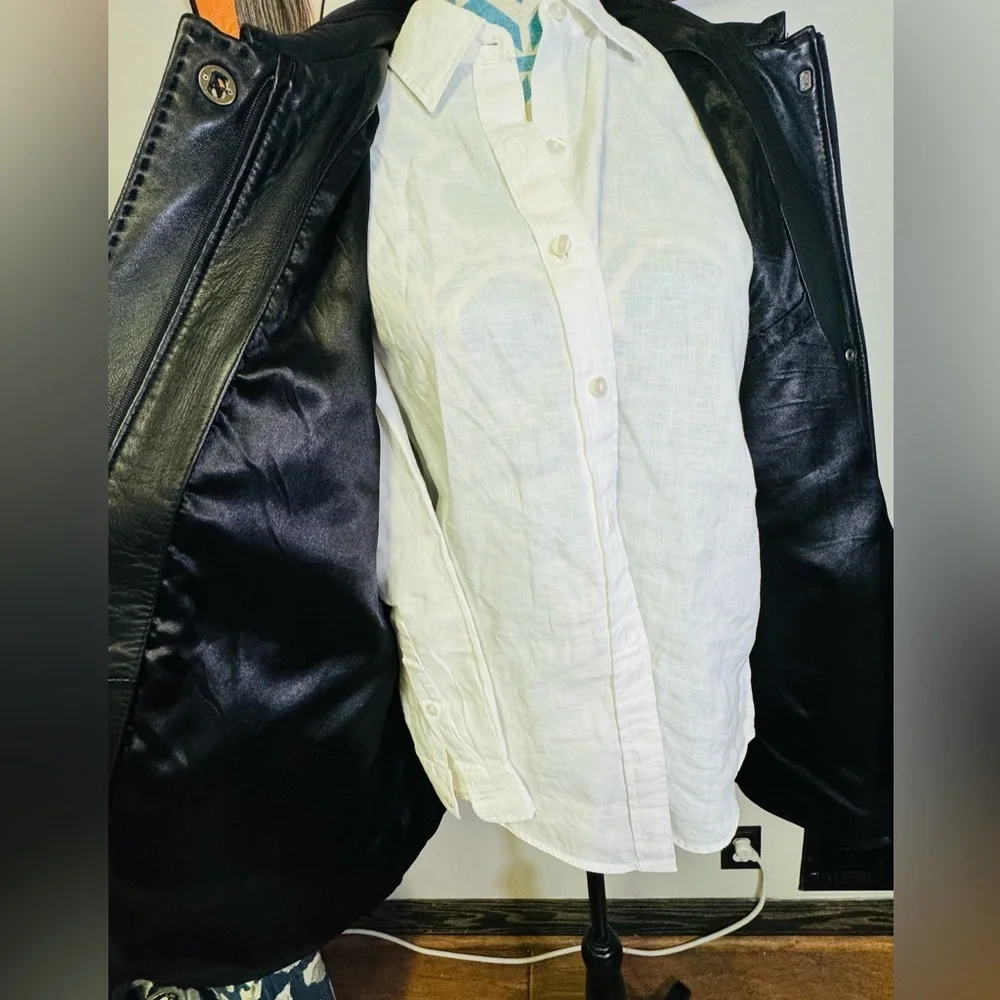 CALVIN KLEIN Leather Jacket women Size Large Full Zipper